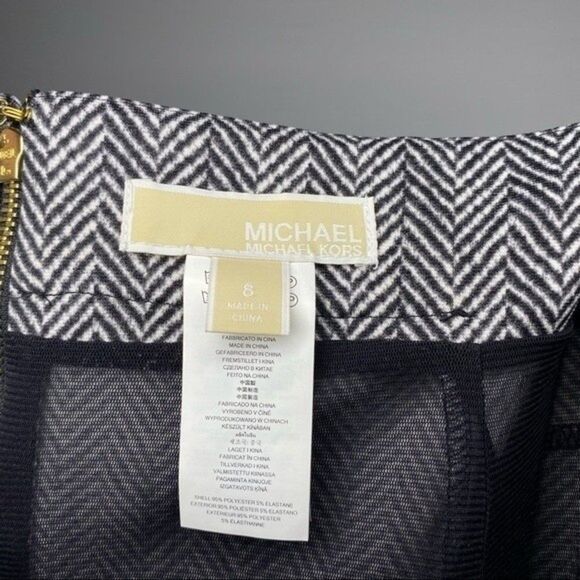 Michael Kors Black White Herringbone Pencil Skirt 8 - Picture 8 of 9